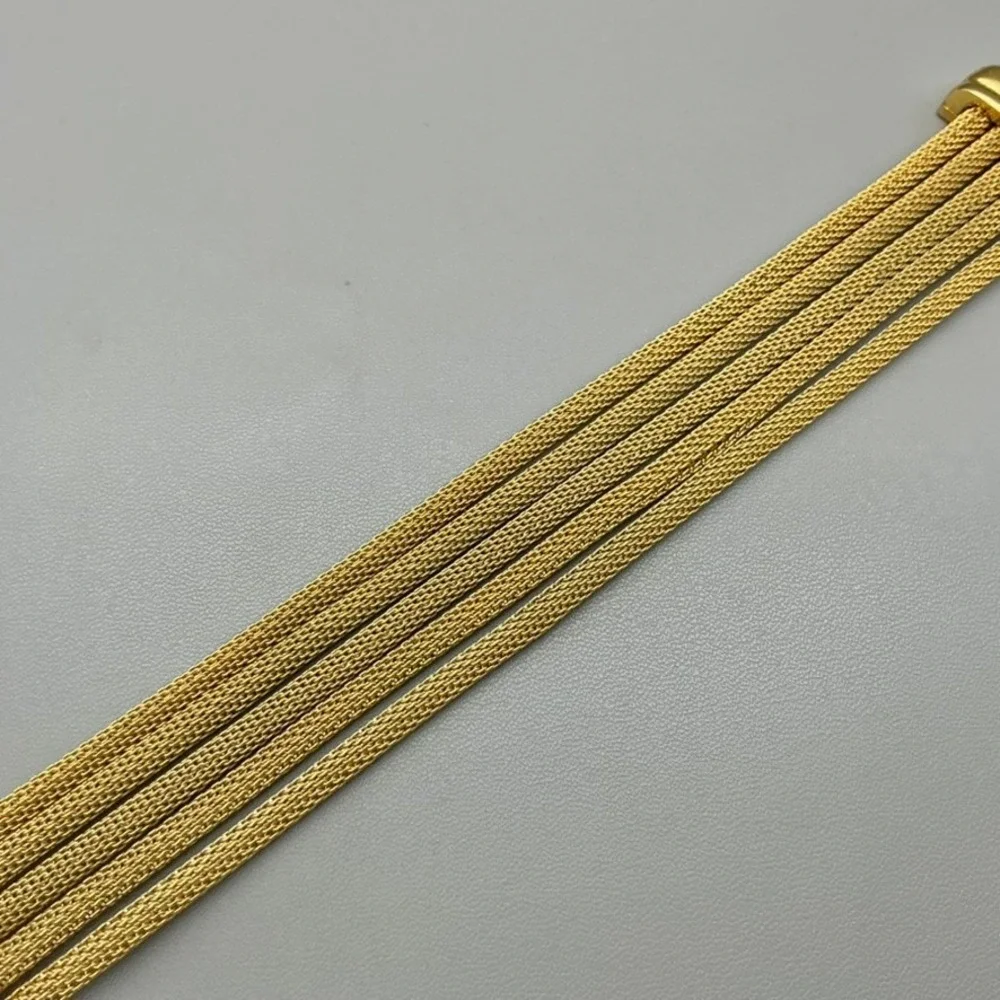 Monet Bracelet Womens Gold Tone Multi Strand Mesh Chain Link Vintage 7.25 In